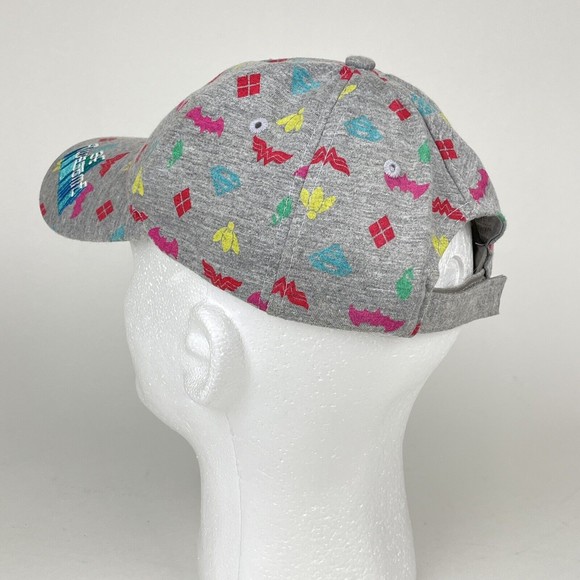 Girls DC Superhero Hat Be Awesome Gray w/ Superhero Symbols Wonder Woman Batman - Picture 7 of 12